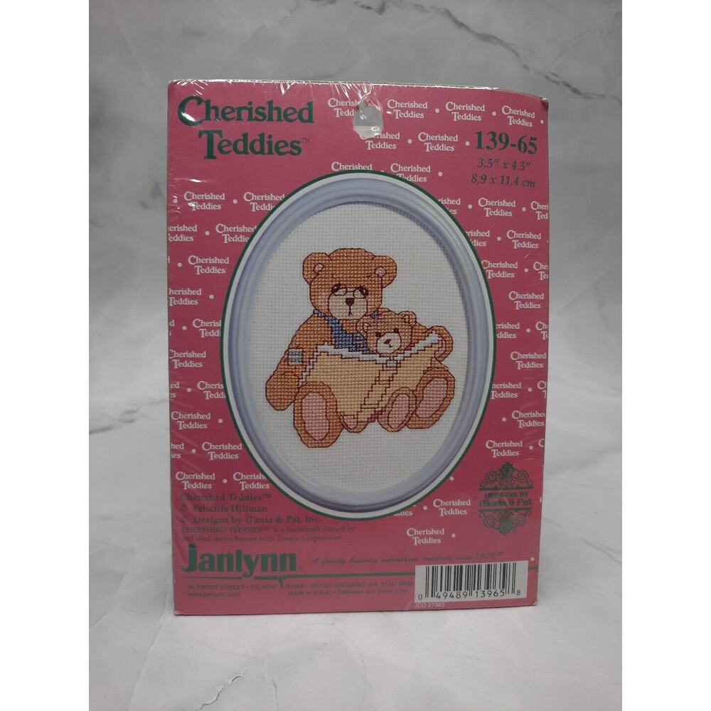 Vintage Janlynn Cherished Teddies Cross Stitch Kit with Frame 3.5x4.5